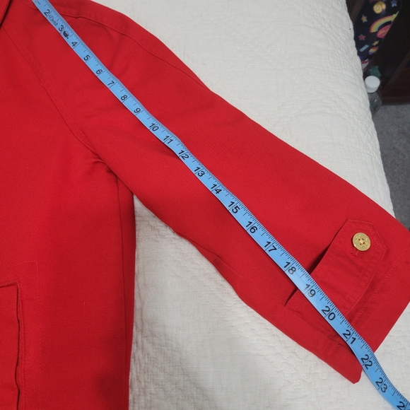 Lauren Ralph Lauren Red Cotton Cropped Double Breasted Jacket - Picture 15 of 16